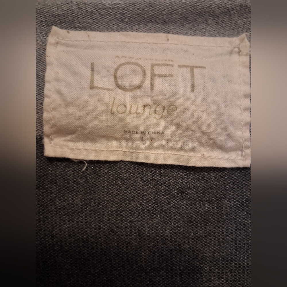 LOFT Charcoal and Light Gray Striped Cardigan Size Large - Picture 2 of 3